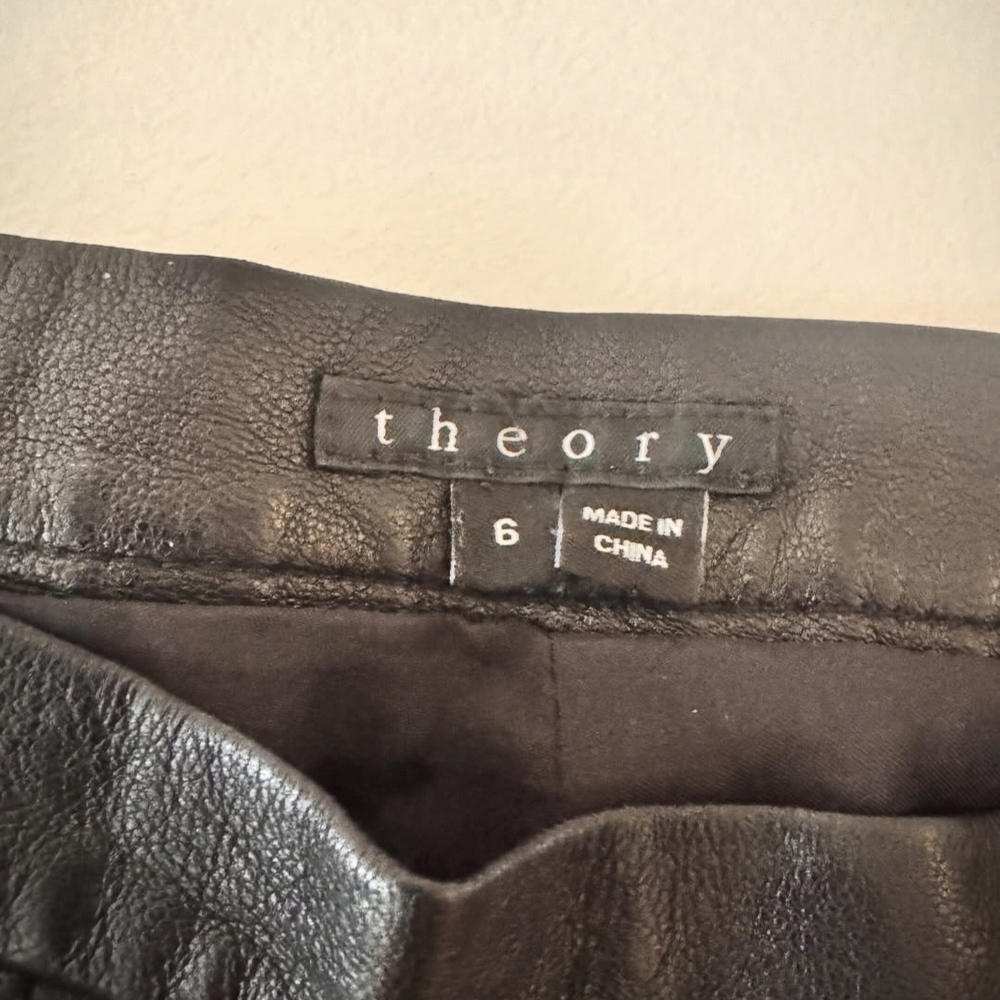 Theory Midnight Black Leather Skirt